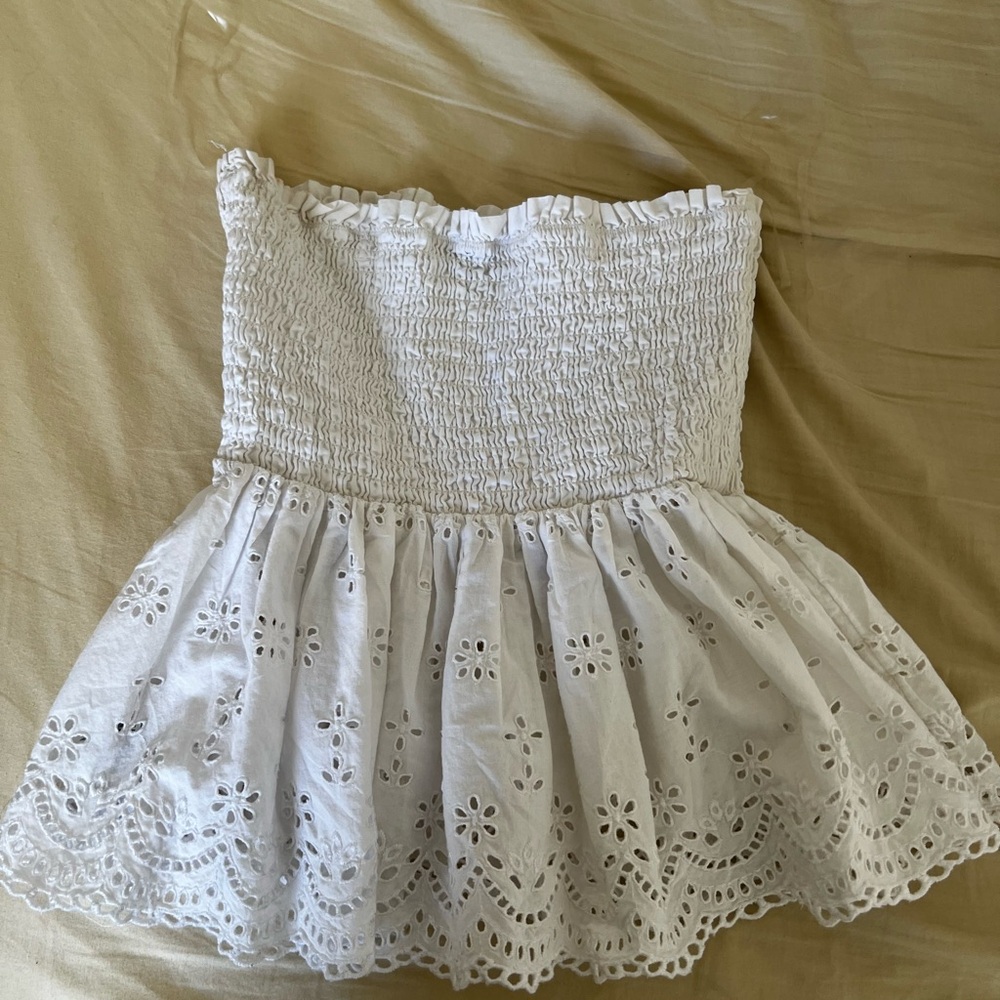 American Eagle Outfitters White Eyelet babydoll tube top